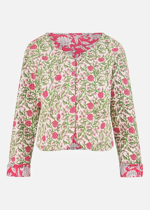 Yumi White Floral Reversible Cotton Quilted Jacket - 14 Image 3