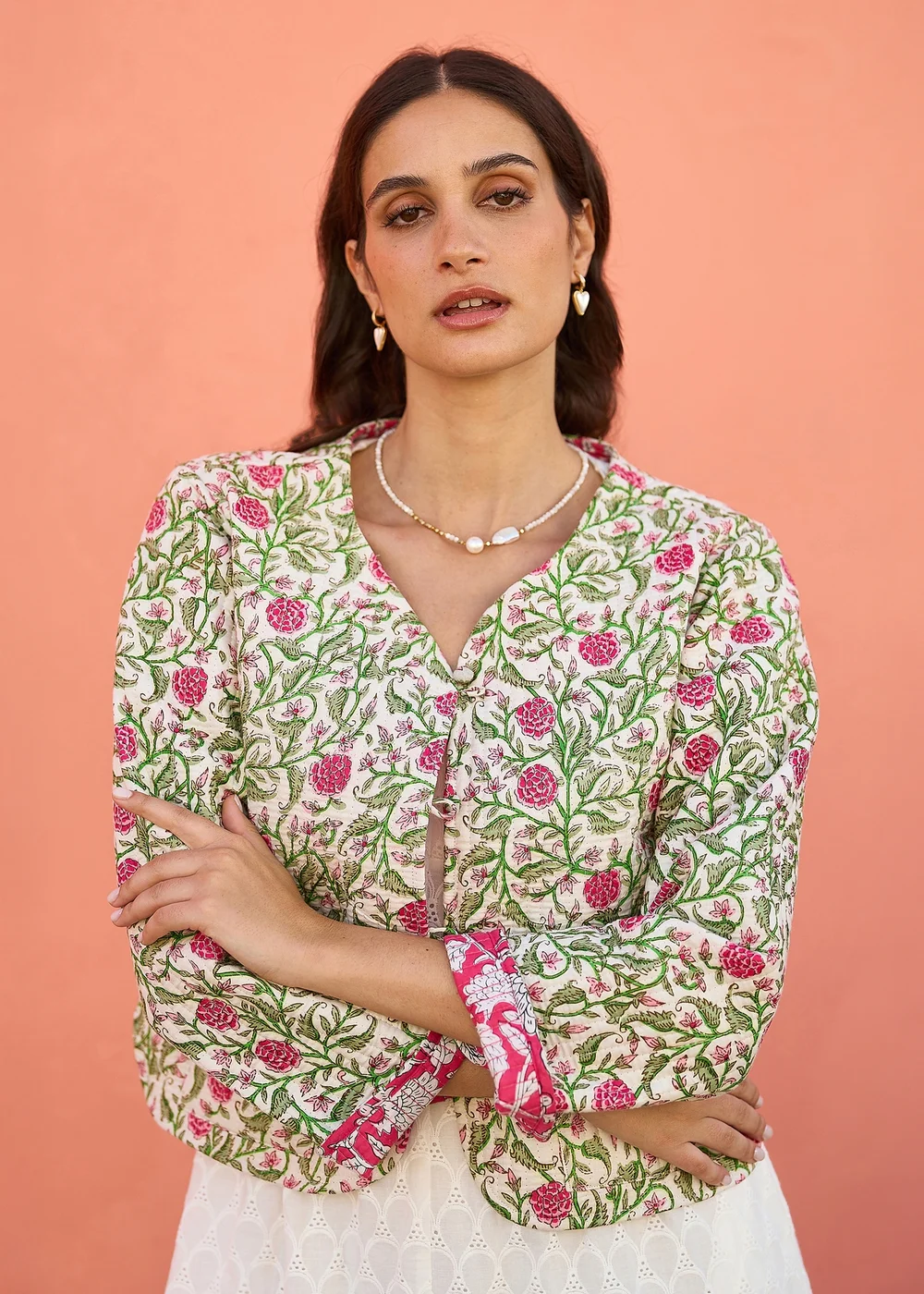 Yumi White Floral Reversible Cotton Quilted Jacket - 14 Image 1