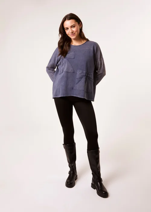 Blue Vanilla Denim Bow Sweatshirt - S/M Image 4