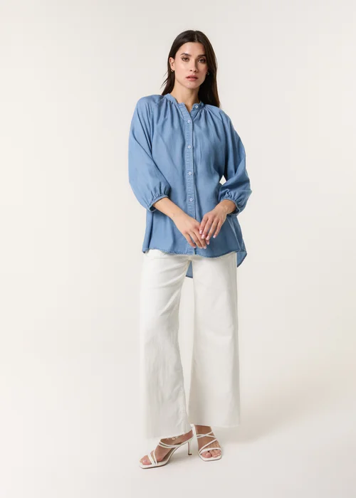 Blue Vanilla Denim Button Front Denim Blouse - L/XL Image 4
