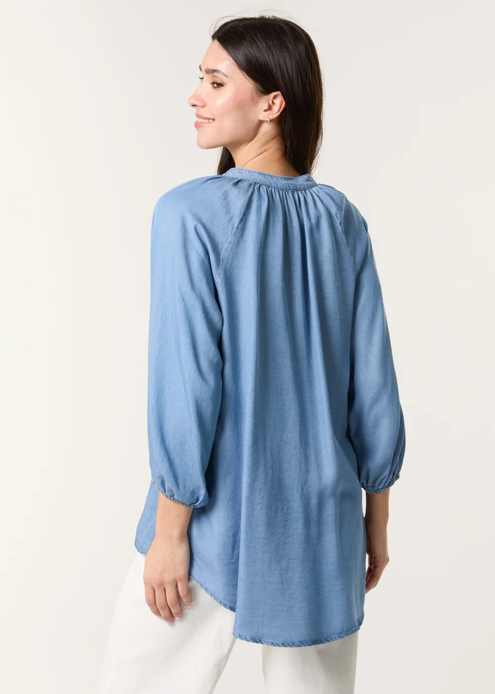 Blue Vanilla Denim Button Front Denim Blouse - L/XL Image 3