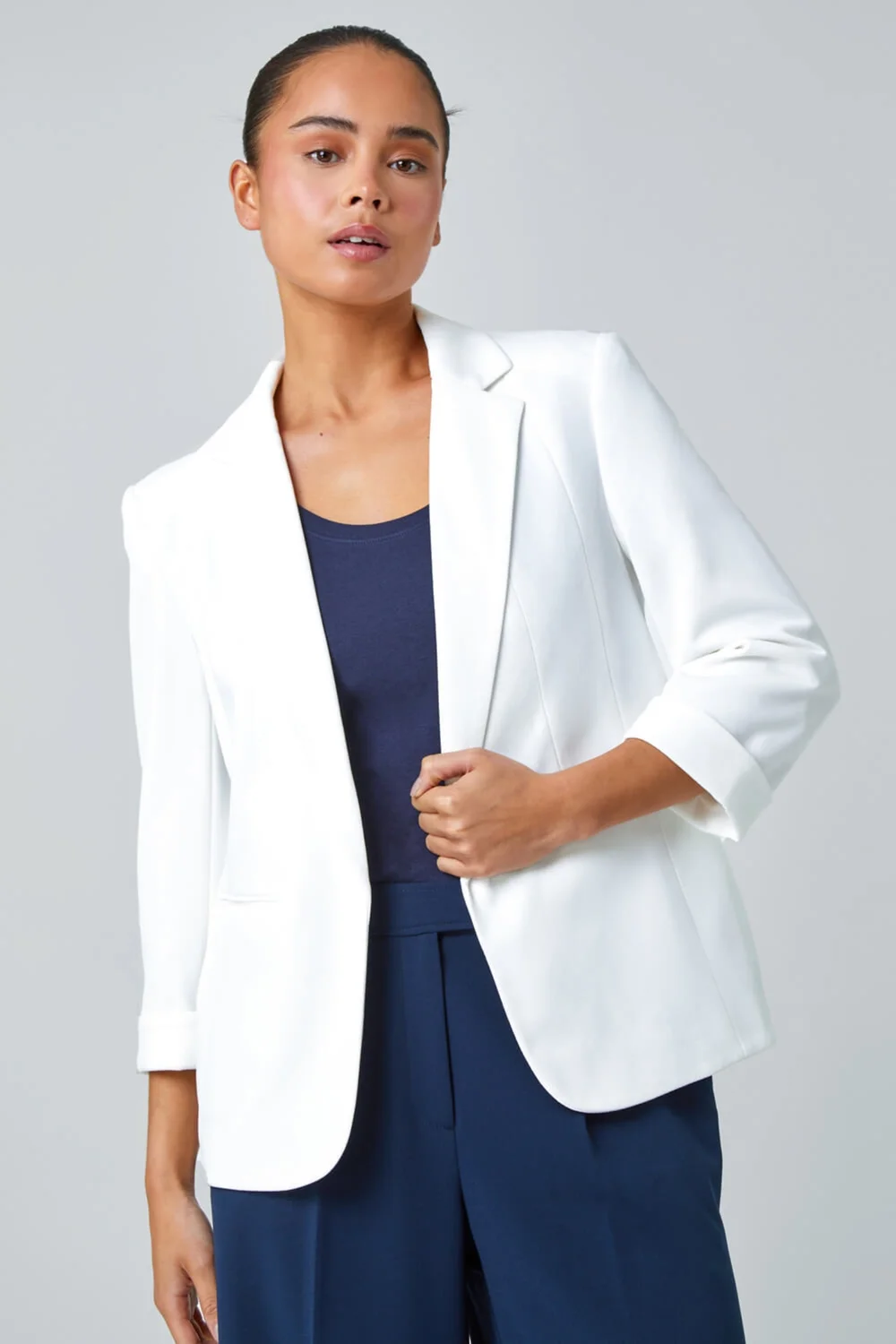 Roman Ivory Petite 3/4 Sleeve Classic Stretch Blazer - 18 Image 2