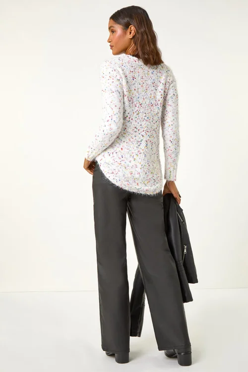 Roman Ivory Nep Curved Hem Jumper - Size 12 Image 4