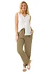 Roman Khaki Petite Linen Mix Trousers - 10 Image 2