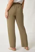 Roman Khaki Petite Linen Mix Trousers - 10 Image 4