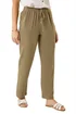 Roman Khaki Petite Linen Mix Trousers - 10 Image 1