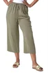 Roman Khaki Petite Linen Mix Wide Cropped Trousers - 16 Image 1