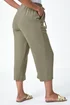 Roman Khaki Petite Linen Mix Wide Cropped Trousers - 16 Image 3