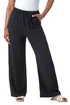 Roman Black Petite Linen Mix Wide Leg Trouser - 8 Image 1