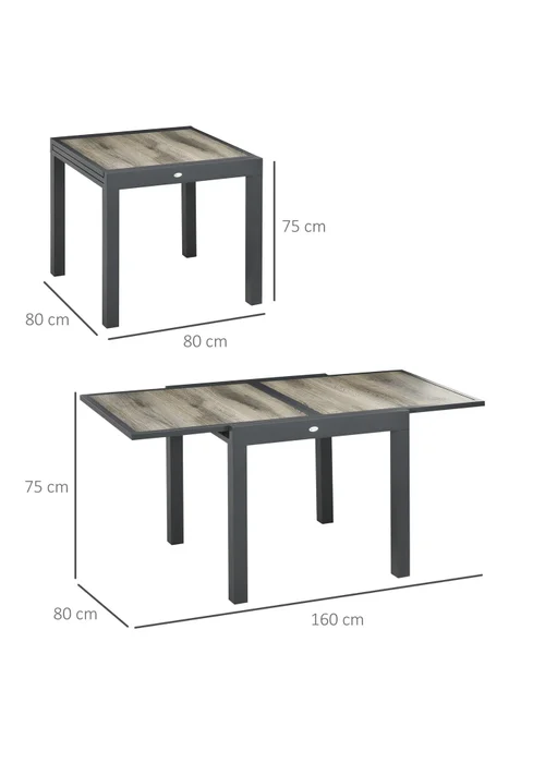 Outsunny Extendable Outdoor Dining Table Aluminium Rectangle Patio Table - One Size Image 3