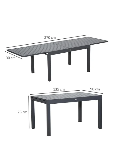 Outsunny Extendable Garden Table 10 Seater for Lawn Balcony & Backyard - One Size Image 3