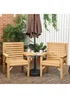 Outsunny Wooden Garden Love Seat with Coffee Table Umbrella Hole Partner Bench - One Size Image 1