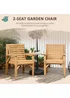 Outsunny Wooden Garden Love Seat with Coffee Table Umbrella Hole Partner Bench - One Size Image 4