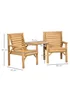 Outsunny Wooden Garden Love Seat with Coffee Table Umbrella Hole Partner Bench - One Size Image 3