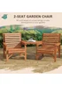 Outsunny Wooden Garden Love Seat with Coffee Table Umbrella Partner Bench - One Size Image 4