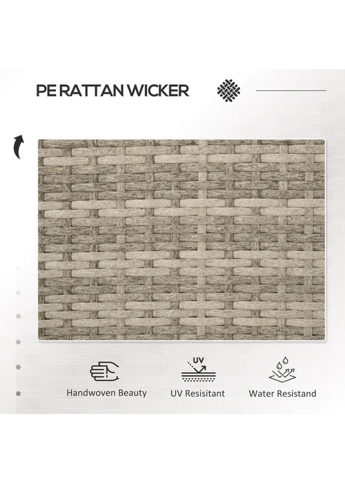 Outsunny Rattan Garden Bench Glass Tea Table Wicker Chair with Cushions - One Size Image 4