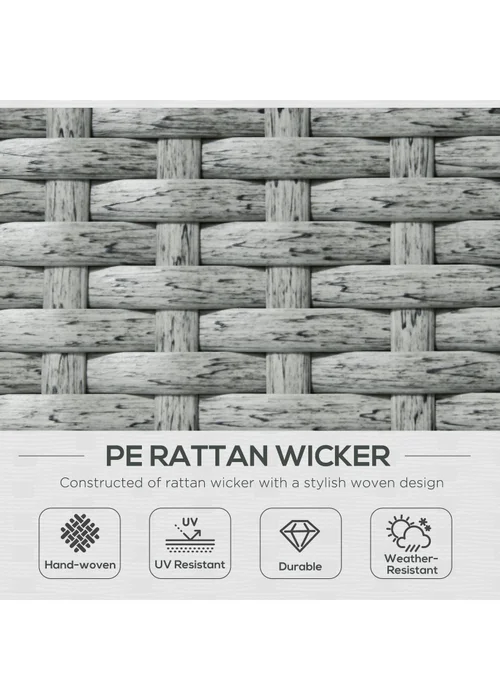 Outsunny Recliner Rattan Sun Lounger with Storage Tea Table and Footstools - One Size Image 4