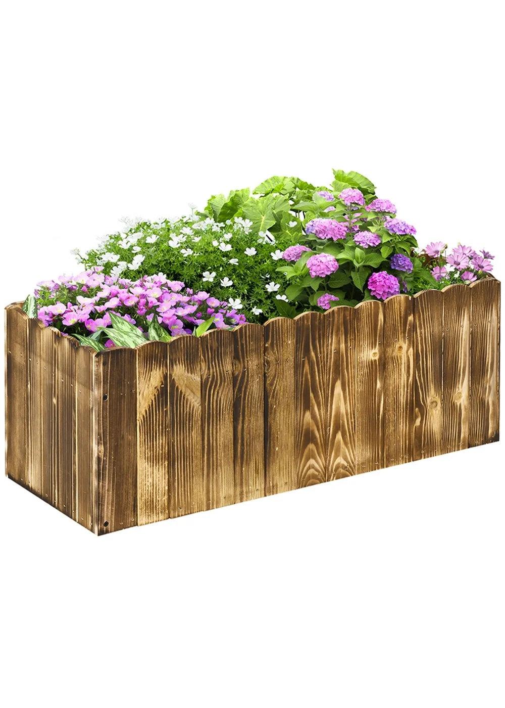 Outsunny Wooden Rectangle Garden Flower Raised Bed Pot - One Size Image 2