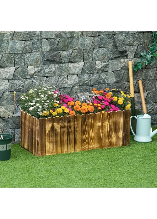 Outsunny Wooden Rectangle Garden Flower Raised Bed Pot - One Size Image 1