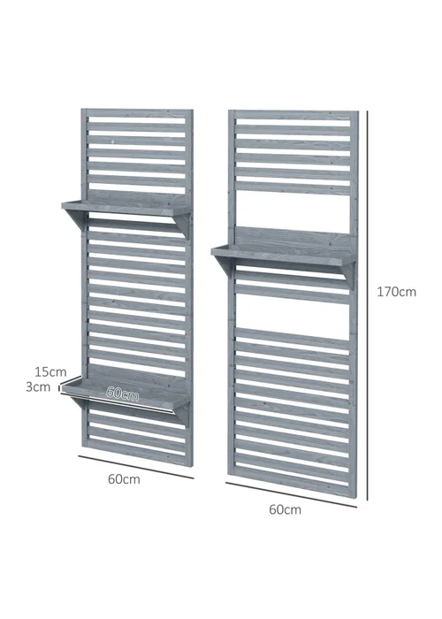 Outsunny Wall Mounted Plant Stands with Shelves & Slatted Trellis Set of 2 - One Size Image 3