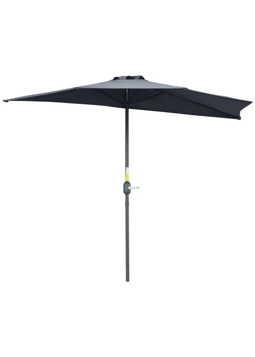 Outsunny Metal Frame Garden Furniture Parasol Half Round Umbrella - One Size Image 2