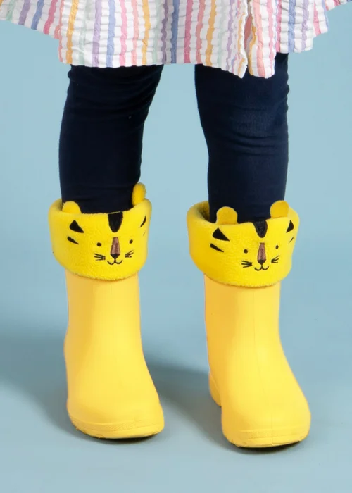 Totes Cirrus Yellow Childrens Novelty Welly Liner - Size 5-6 Image 2