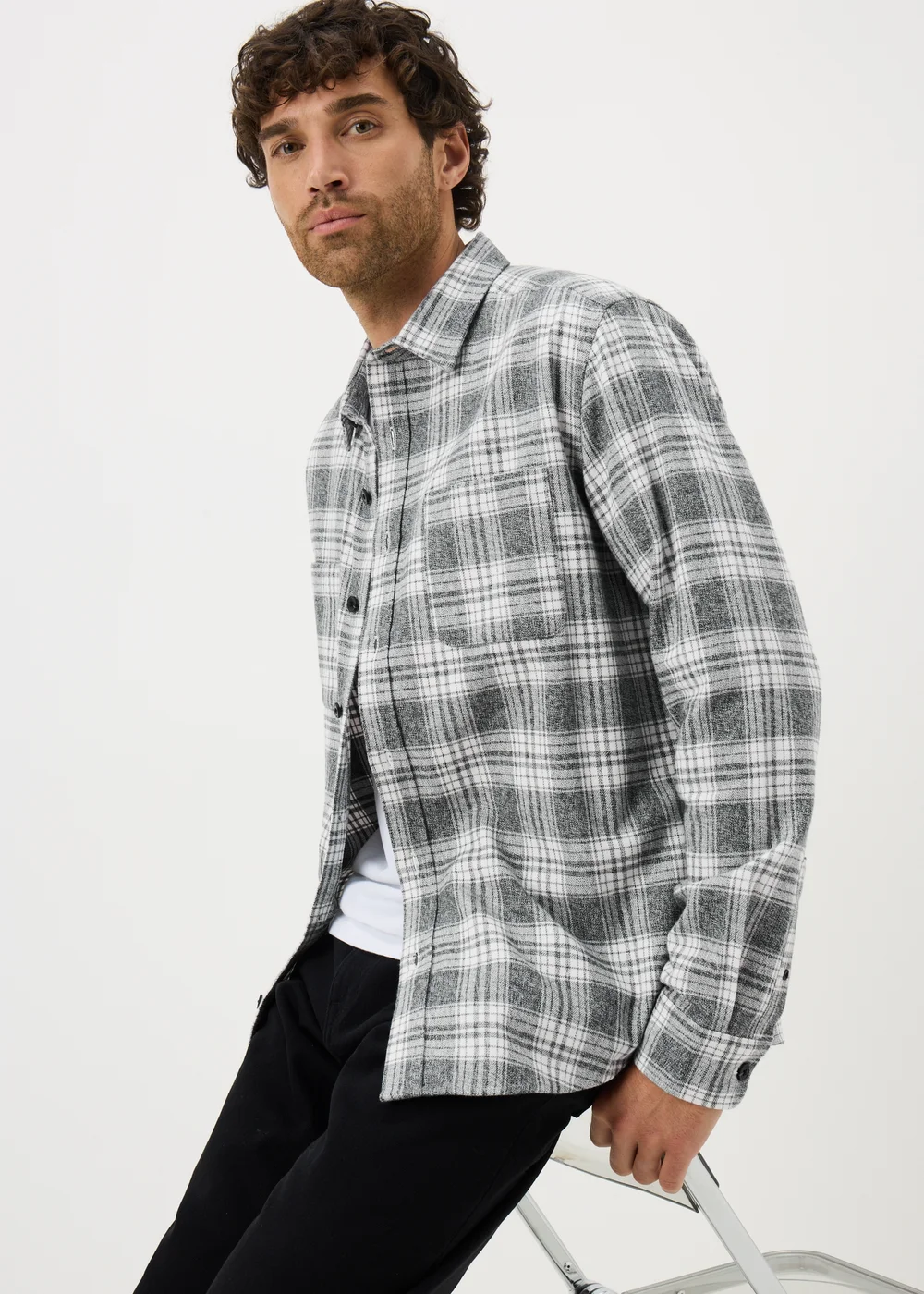 Grey Long Sleeve Grindle Check Shirt - XXXL Image 1