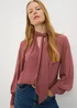 Pink Tie Neck Boho Blouse - Size 10 Image 1