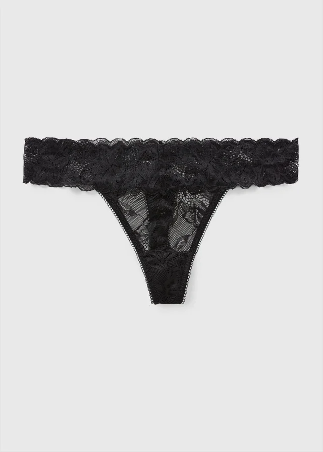 Black Lace Thong Knickers