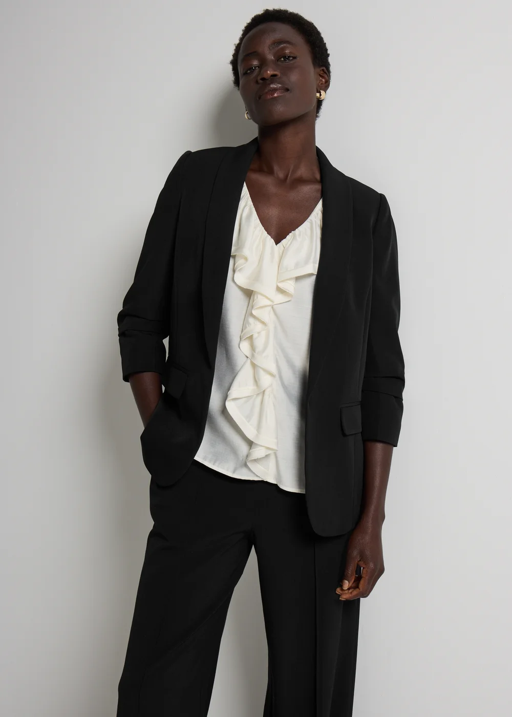 Et Vous Black Ruched Blazer - 8 Image 1