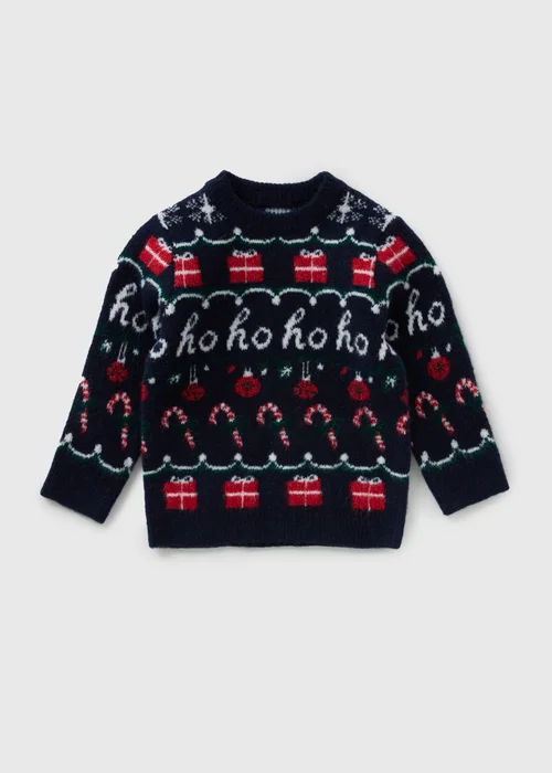 Boys Navy Fairisle Christmas Matching Family Jumper (1-13yrs) - Age 11 Years Image 1