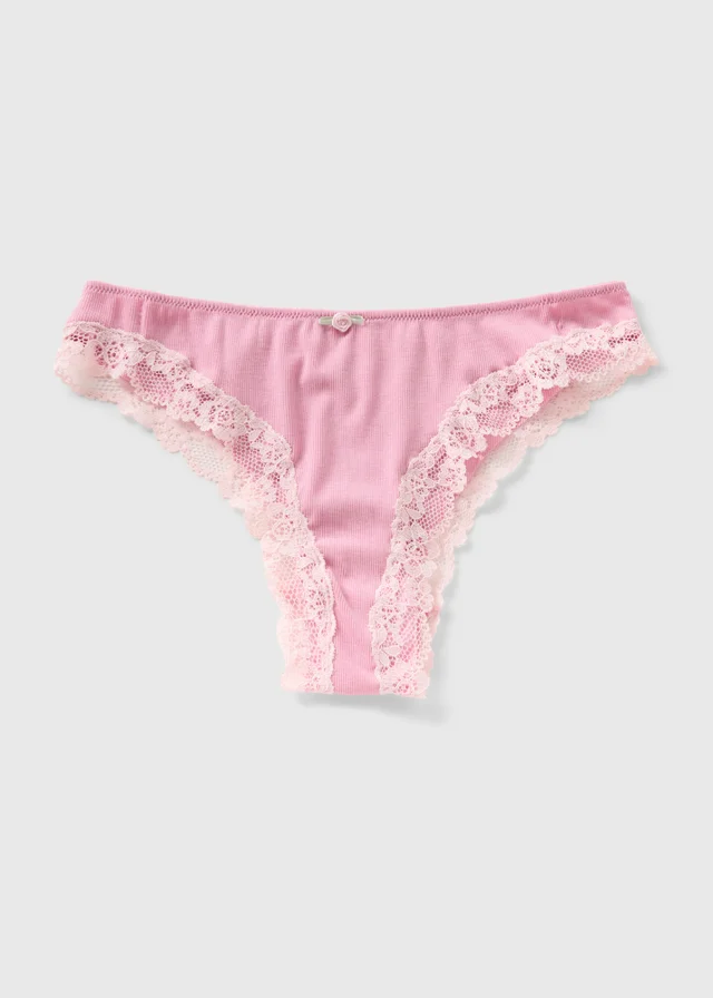 Pink Modal Lace Brazilian Knickers