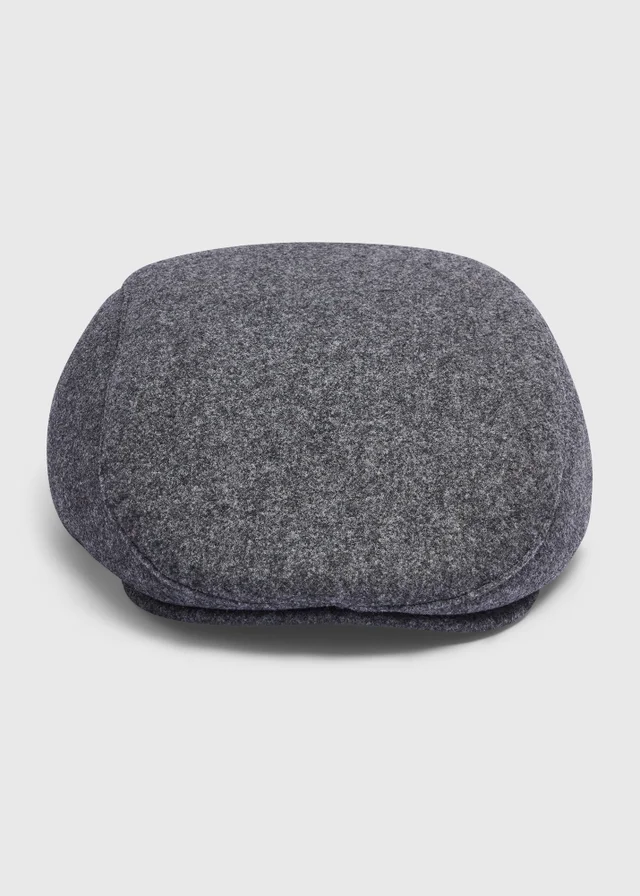 Grey Smart Melton Flat Cap