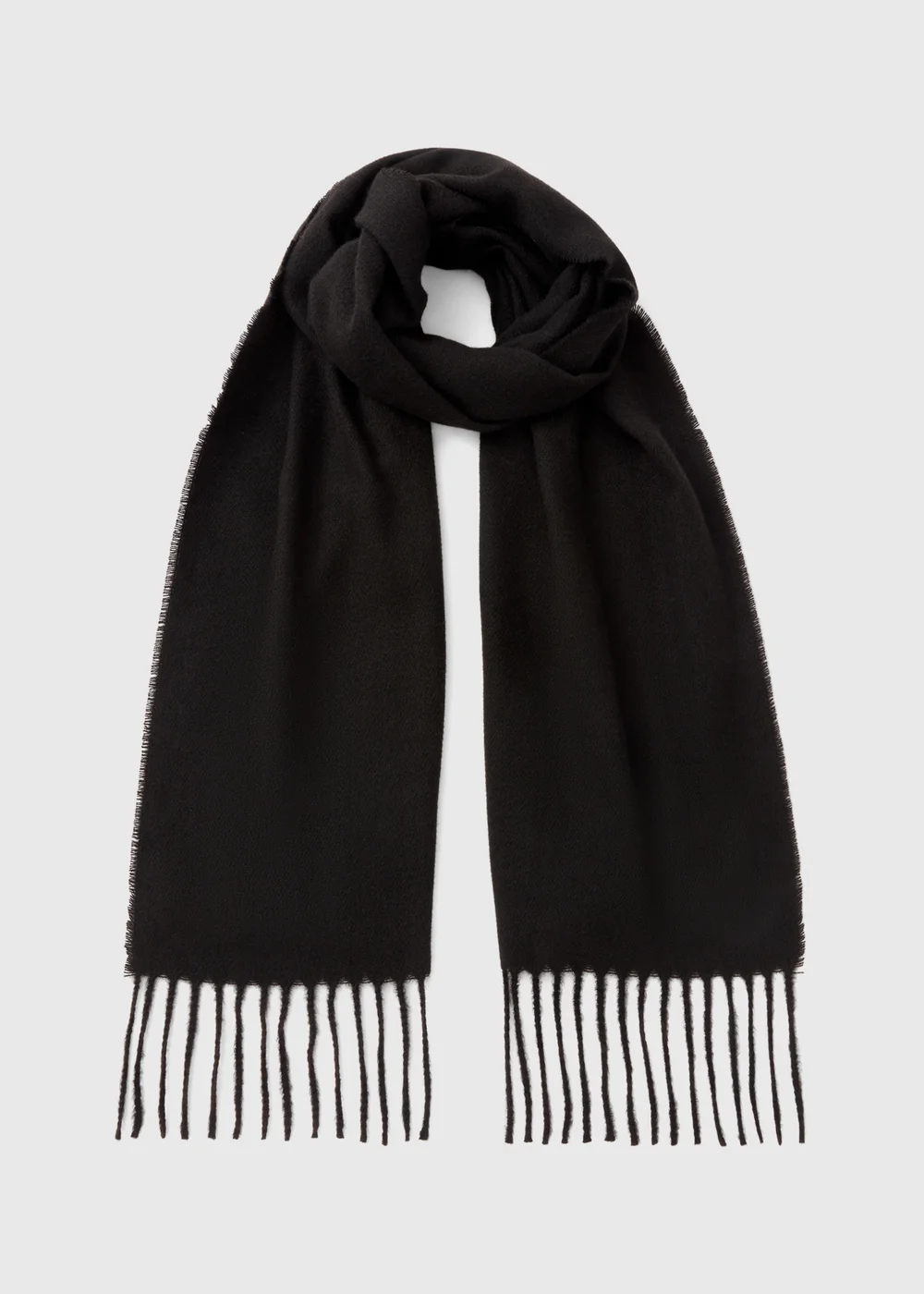 Black Fringe Trim Scarf - One Size Image 1