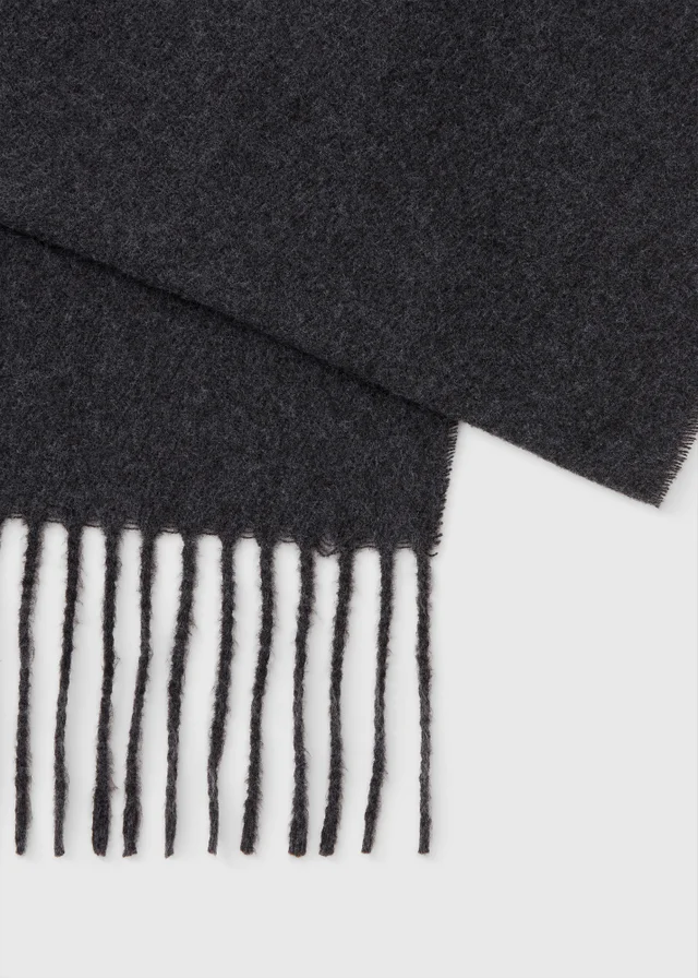 Grey Fringe Trim Scarf