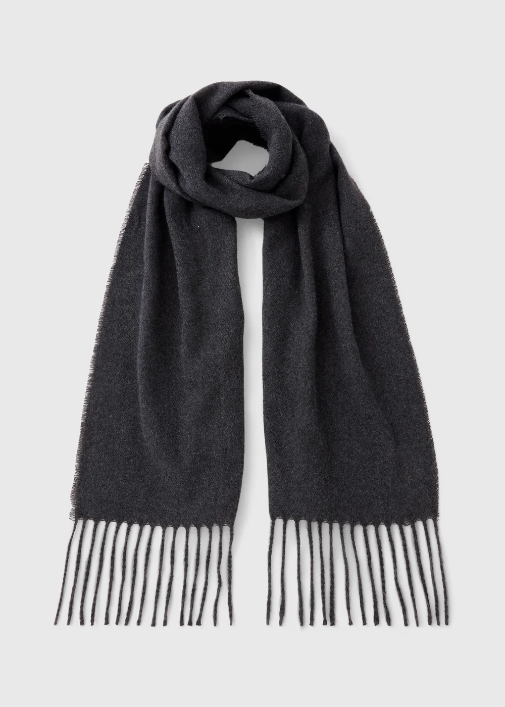 Grey Fringe Trim Scarf - One Size Image 1