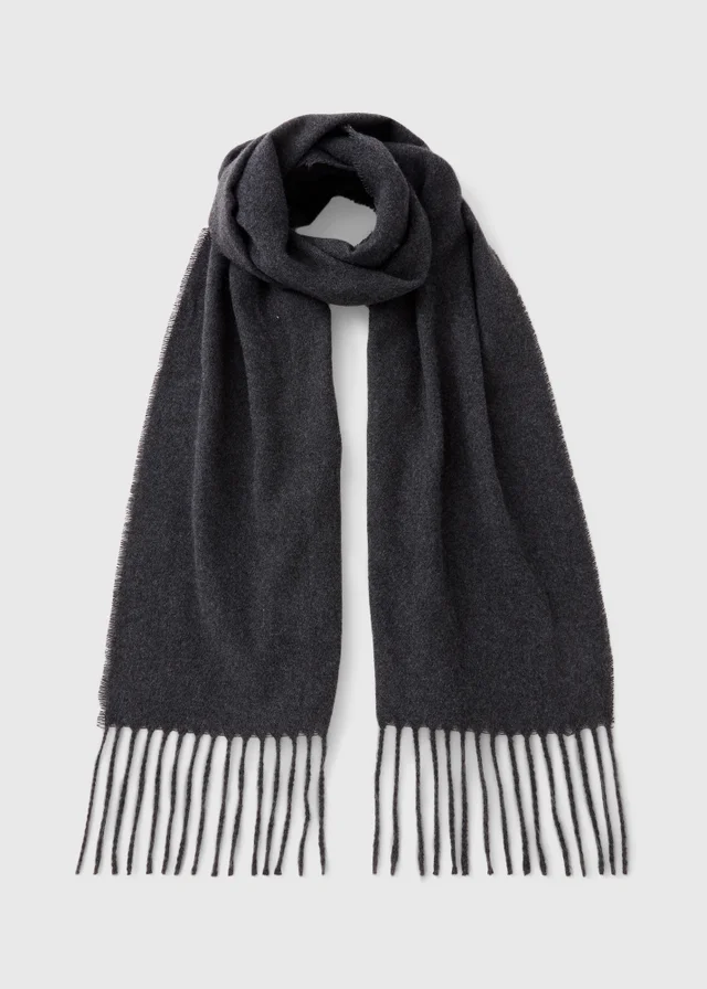 Grey Fringe Trim Scarf