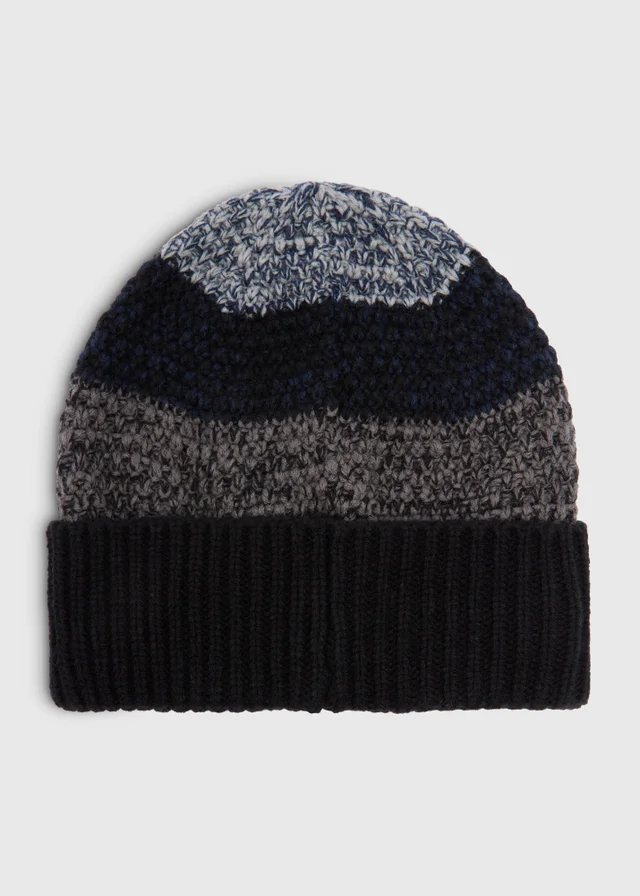 Black Colour Block Beanie