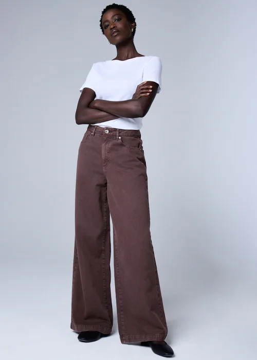 Burgundy Wide Leg Jeans - Size 10 29 leg Image 1