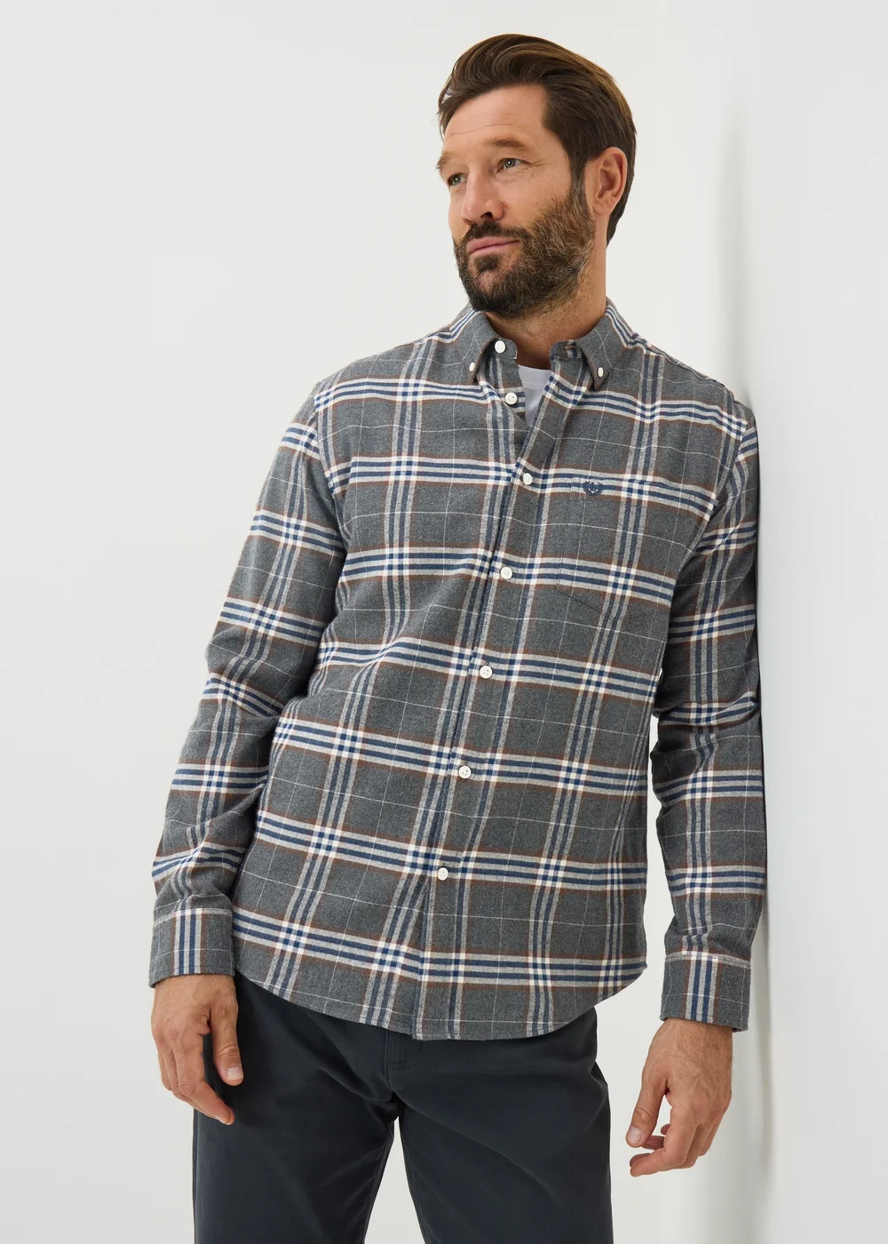 Lincoln Charcoal Brushed Check Shirt - XXXL Image 2