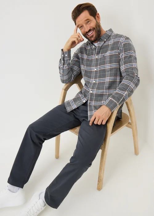 Lincoln Charcoal Brushed Check Shirt - XXXL Image 1