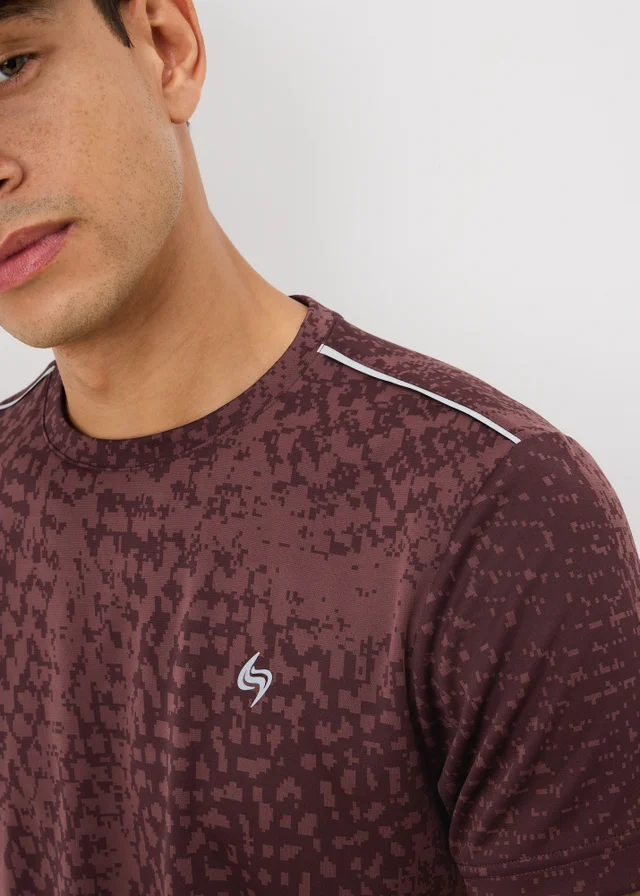 Souluxe Burgundy Jaquard T-shirt