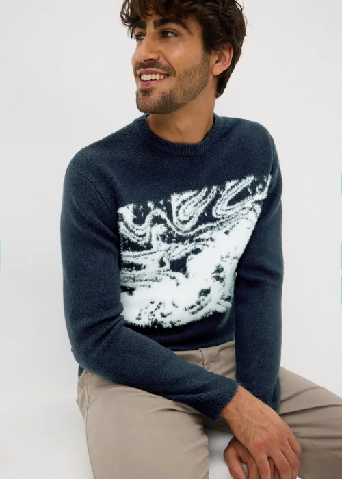 Navy Abstract Design Jumper - Large Image 1