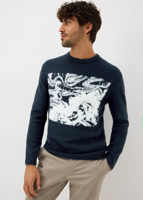 Navy Abstract Design Jumper - Large Image 3