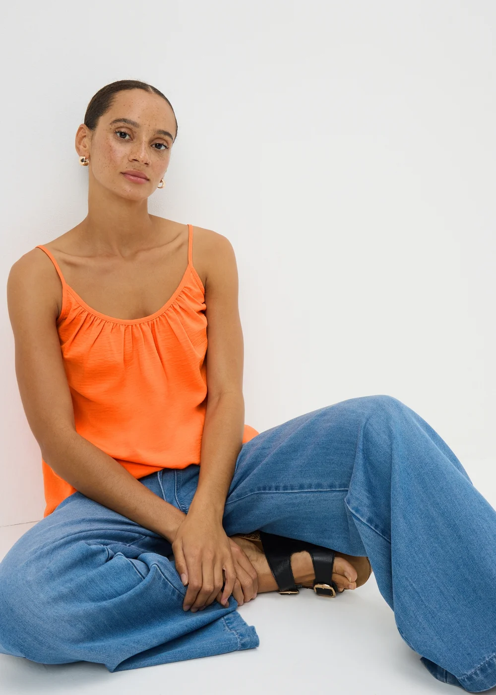 Orange Solid Cami Blouse - Size 26 Image 1