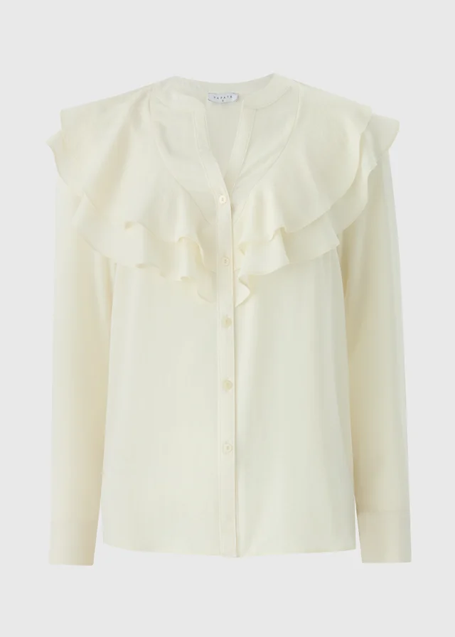 Cream Double Ruffle Blouse