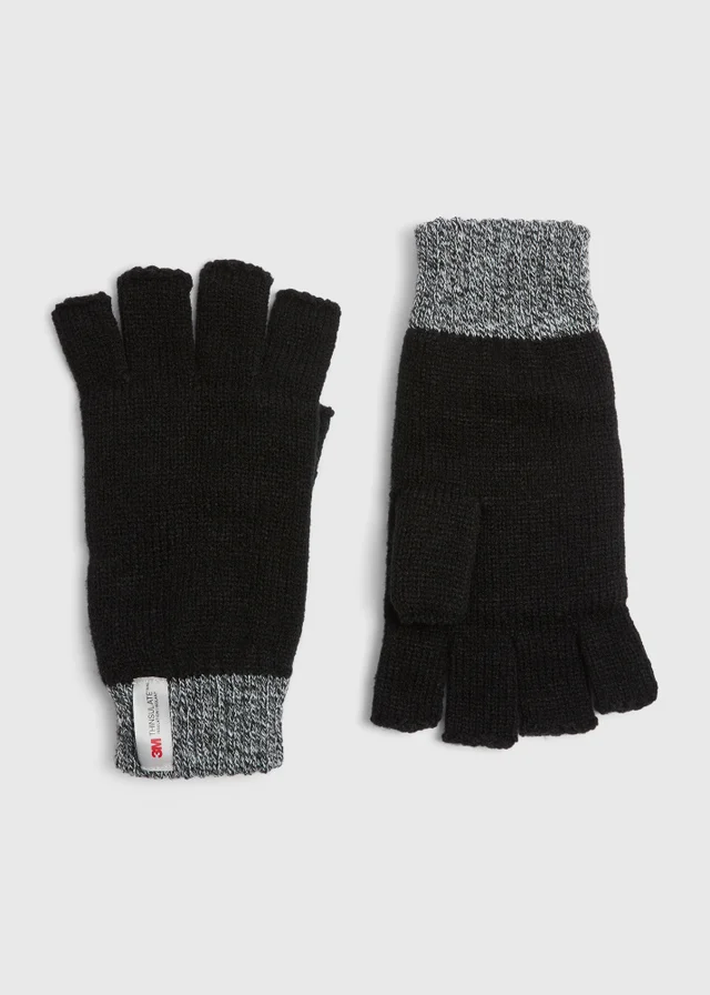Black Thinsulate Fingerless Gloves