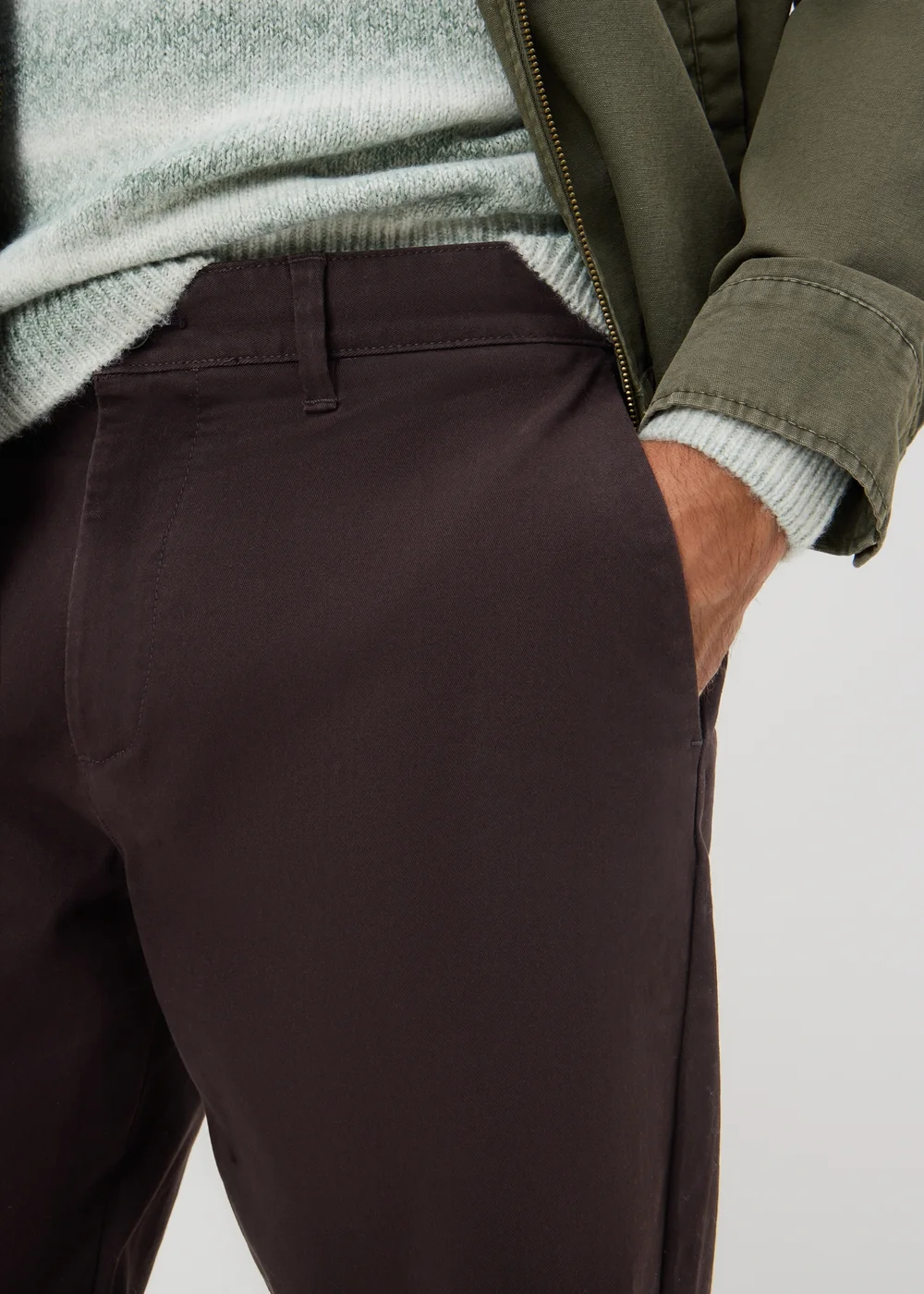 Dark Brown Straight Fit Chinos - 30 Waist Regular Image 2
