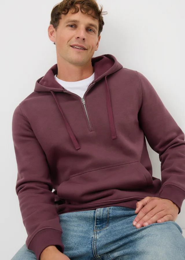 Burgundy Half Zip Hoodie