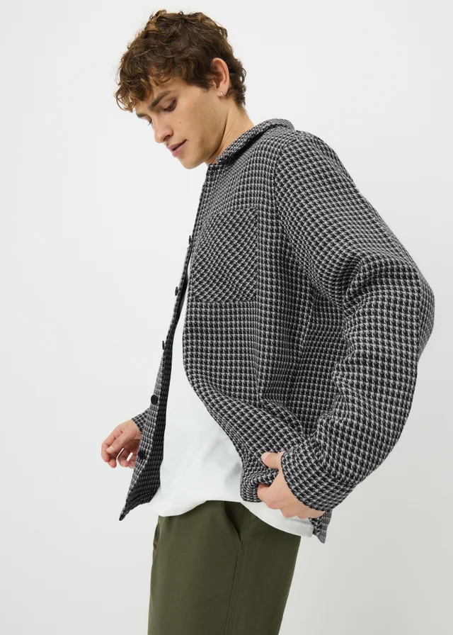Black Mono Jacquard Textured Overshirt